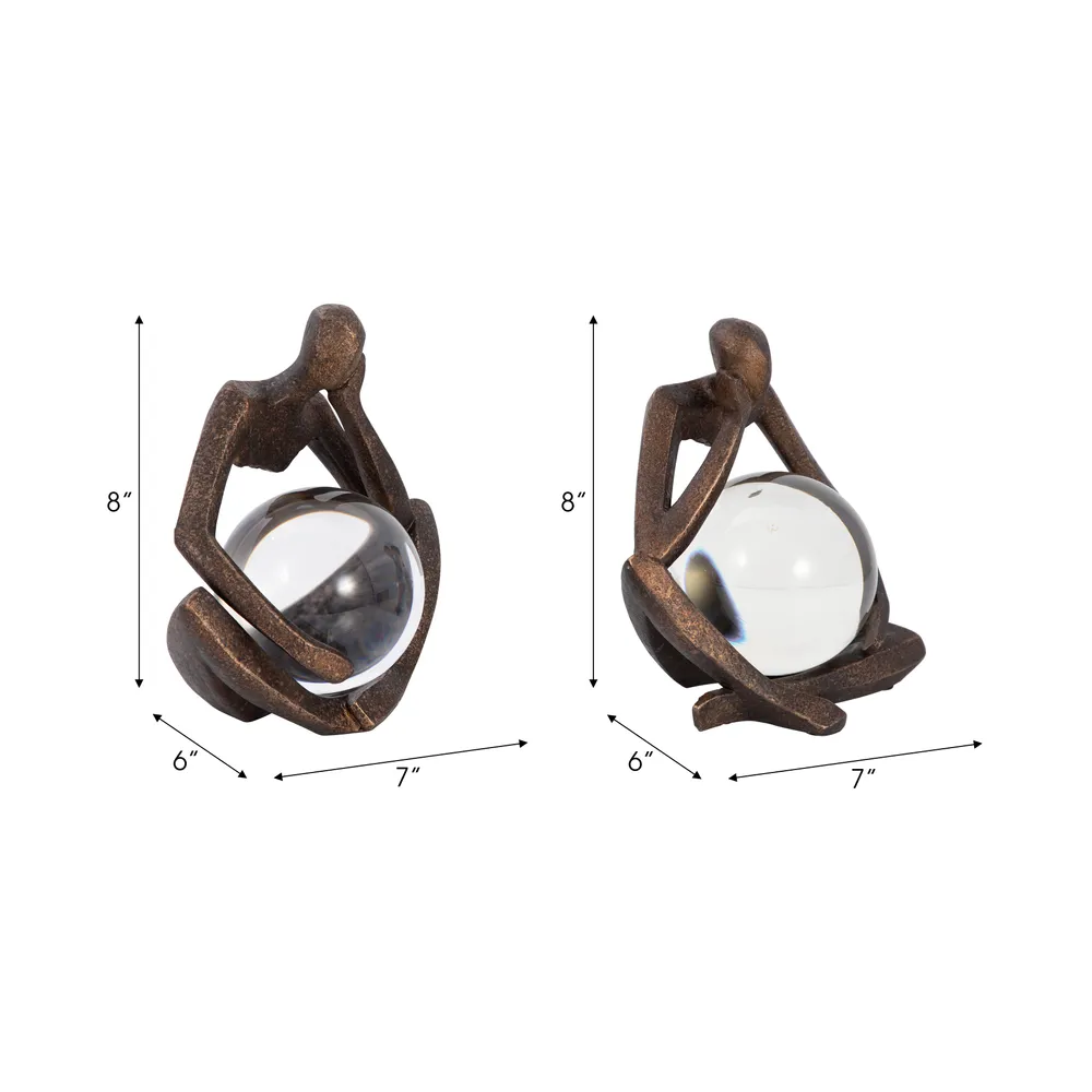CLIFTONRUN SET OF 2 BLACK ORBS 8 (IN)