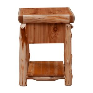 Cedar Log One Drawer Nightstand with Shelf - Natural 5