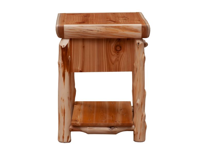 Cedar Log One Drawer Nightstand with Shelf - Coffee 5