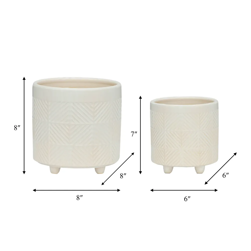 EMMETLAKE SET OF 2 WHITE PLANTER 8 (IN)