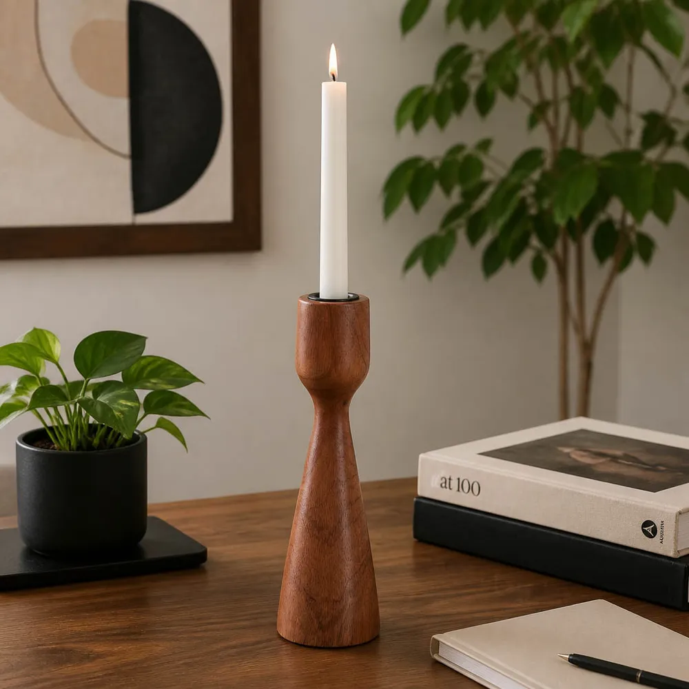 FARLEYSIDE BROWN CANDLE HOLDER 10 (IN)
