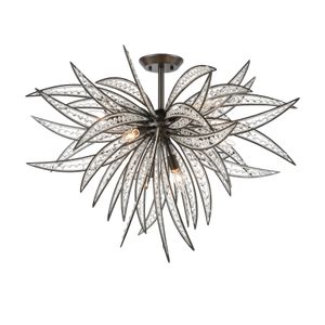 Naples 35'' Wide 8-Light Semi Flush Mount - Dark Graphite 1