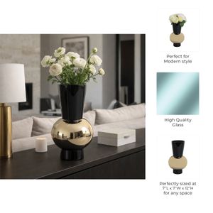 TRENTONMORE BLACK GLASS VASE 12 (IN) 9
