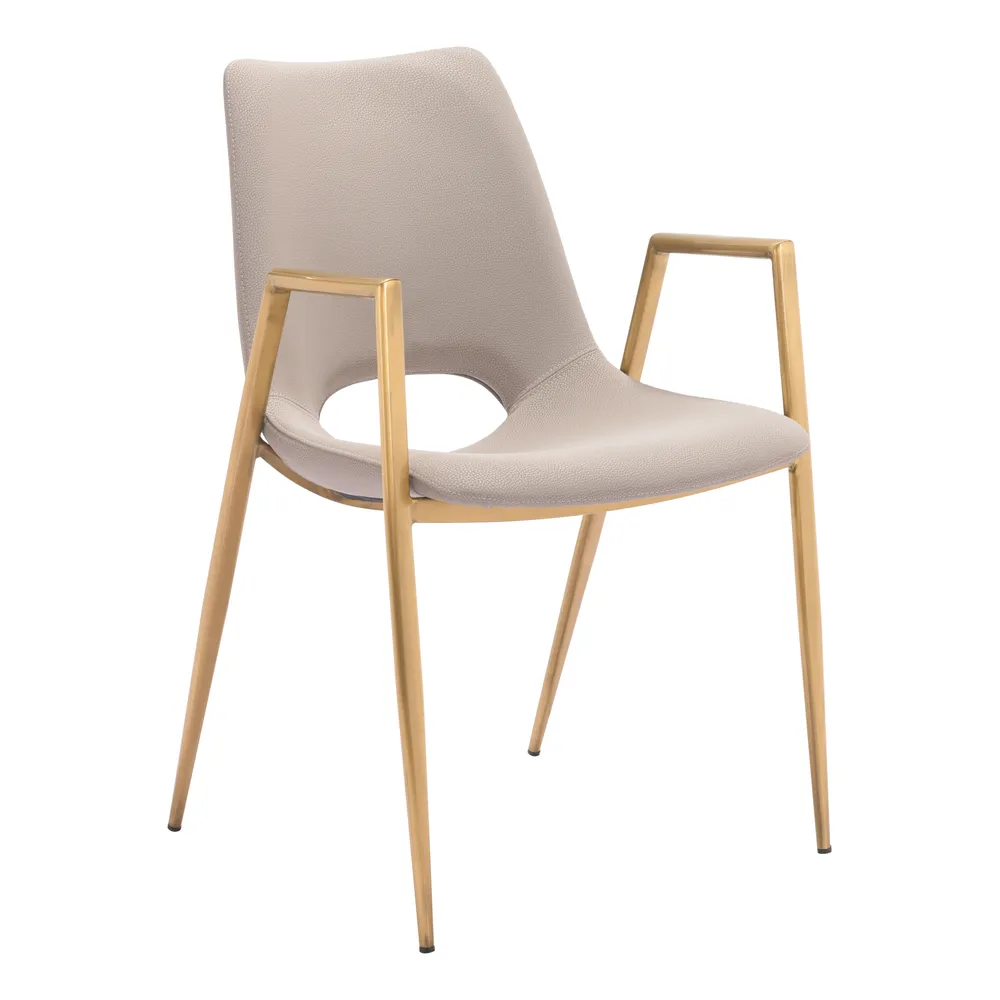 Desi Dining Chair Beige & Gold