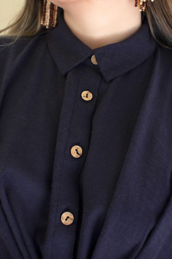 Long-Sleeve Dress with Front-Tie Detail