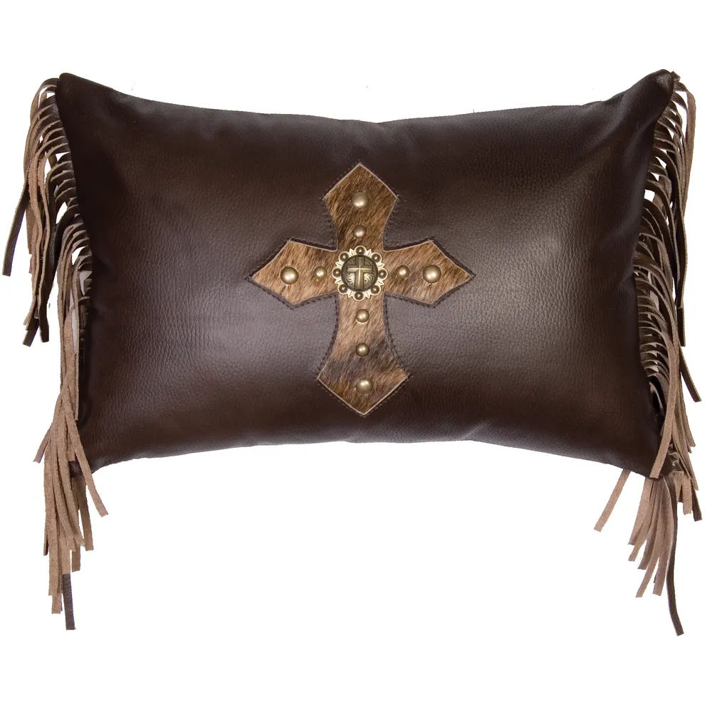 Mesa Espresso Leather Pillow - Leather Back