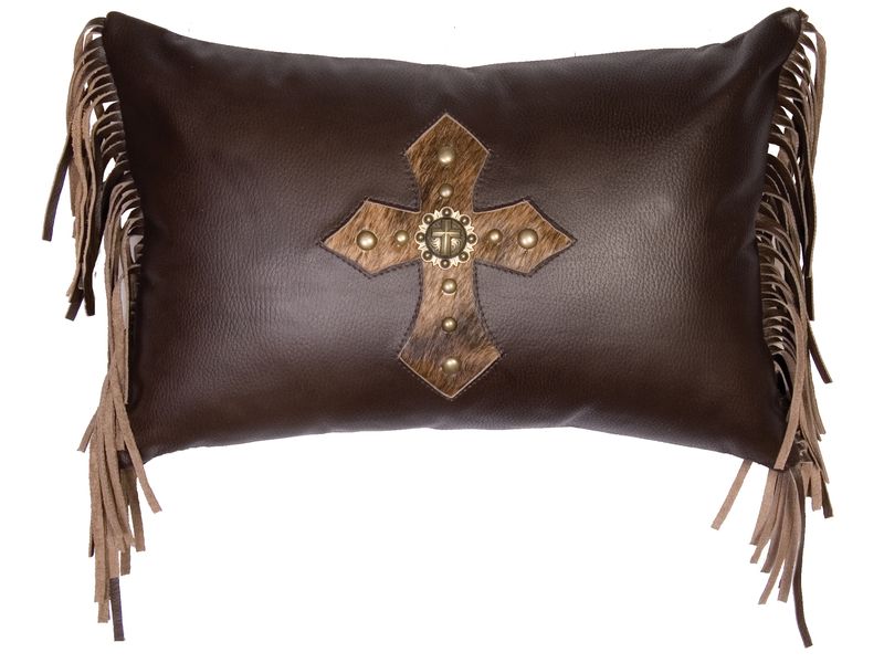 Mesa Espresso Leather Pillow - Leather Back thumbnail
