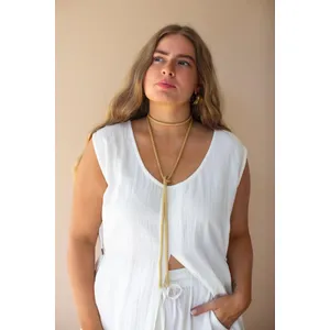 Gold Plain Seed-Beaded Lariat 3