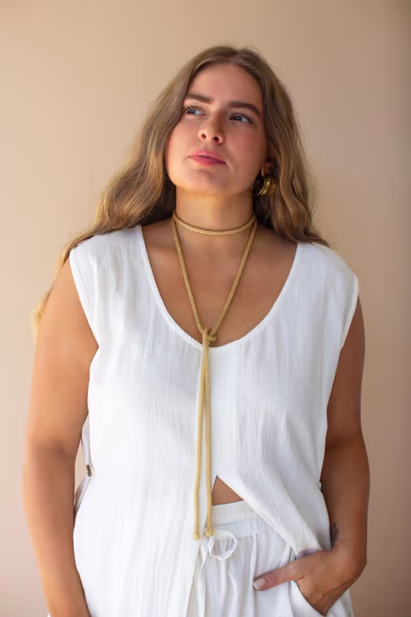 Gold Plain Seed-Beaded Lariat