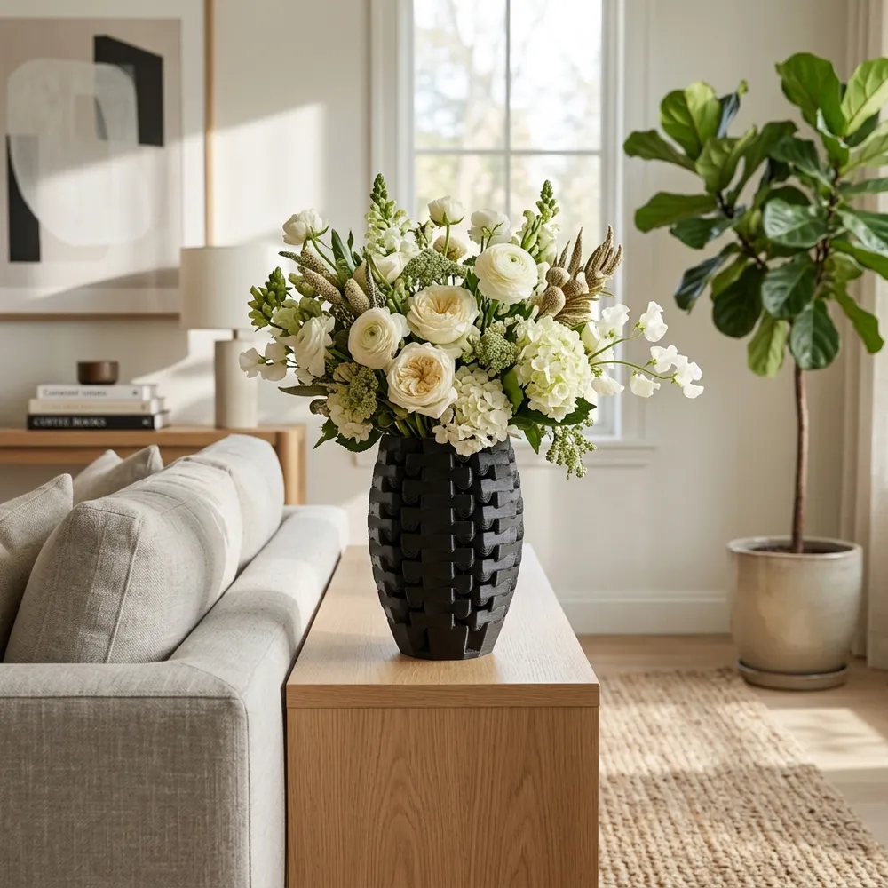 OLIVERSTONE BLACK VASE 11 (IN)