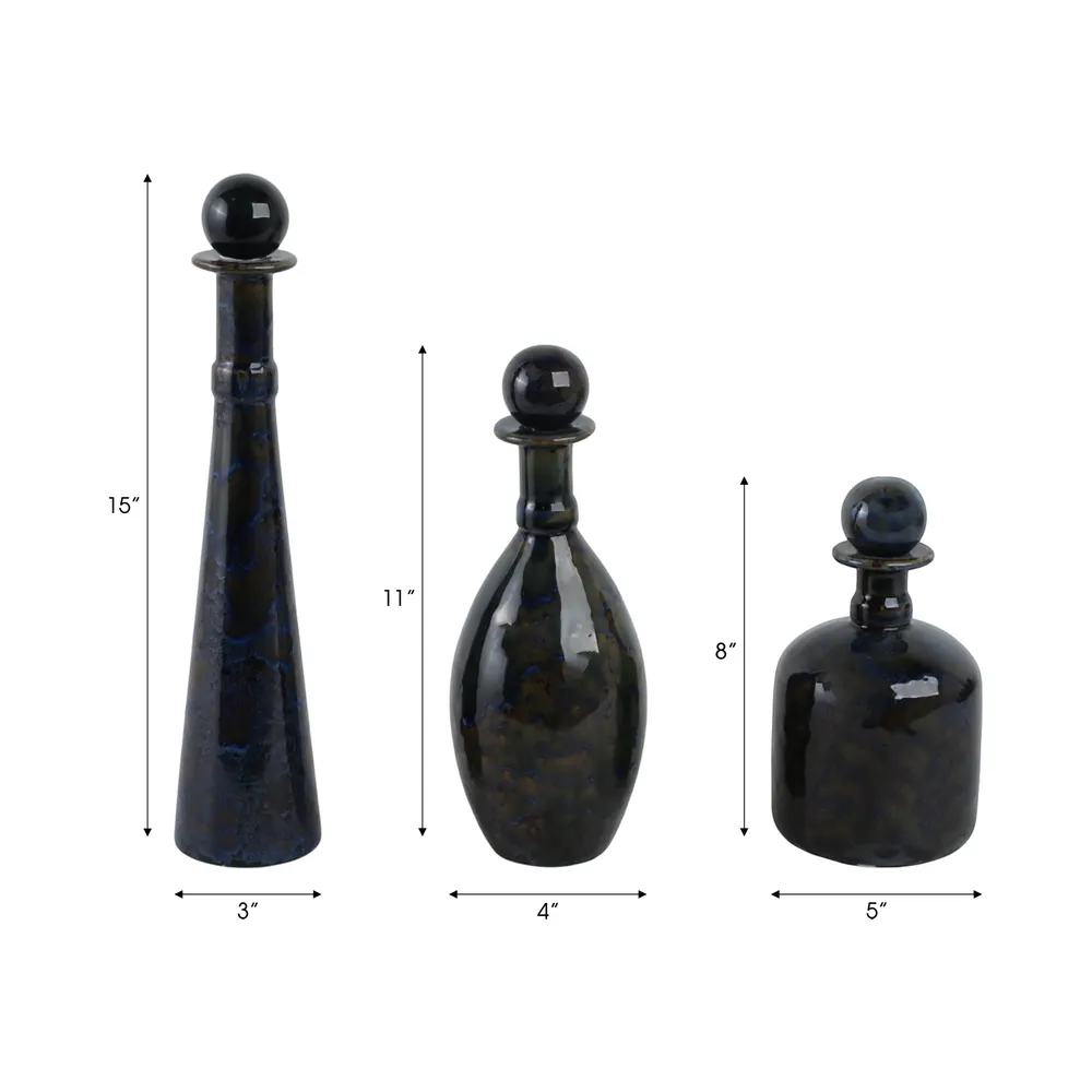 GARFIELDHOLM SET OF 3 BLUE VASES 15 (IN)