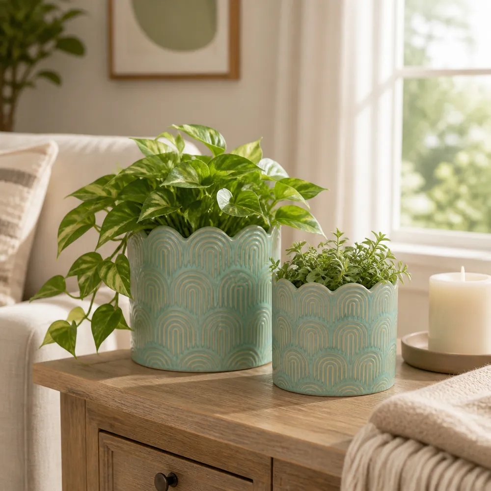 MORGANWIND SET OF 2 GREEN PLANTER 7 (IN)