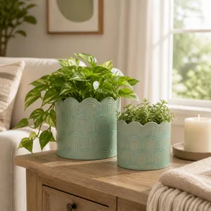MORGANWIND SET OF 2 GREEN PLANTER 7 (IN) 11