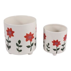 ALMAWAY SET OF 2 ORANGE PLANTER 8 (IN) 4
