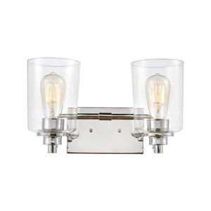 Robins 14'' Wide 2-Light Vanity Light - Polished Chrome with Clear Glass 2