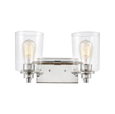 Robins 14″ Wide 2-Light Vanity Light - Polished Chrome with Clear Glass