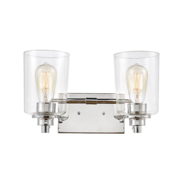 Robins 14'' Wide 2-Light Vanity Light - Polished Chrome with Clear Glass
