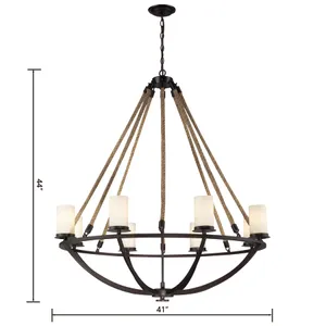 Natural Rope 41'' Wide 8-Light Chandelier - Aged Bronze 2