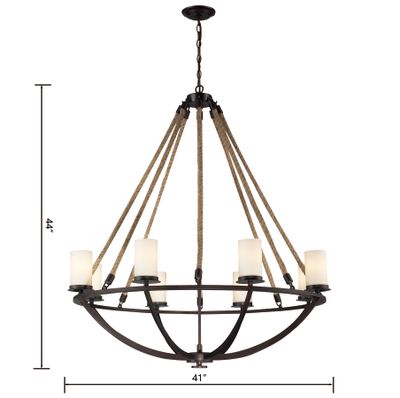 Natural Rope 41″ Wide 8-Light Chandelier - Aged Bronze
