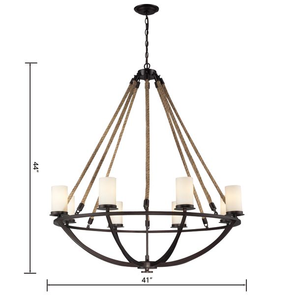 Natural Rope 41'' Wide 8-Light Chandelier - Aged Bronze