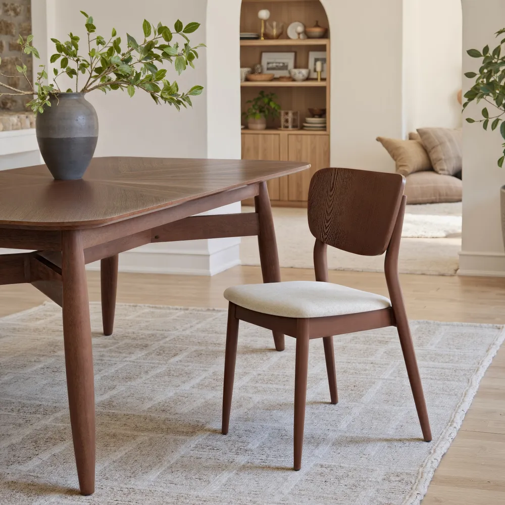Kellua Dining Chair Beige & Walnut