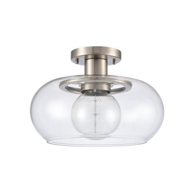 Clement 13″ Wide 1-Light Semi Flush Mount - Antique Nickel