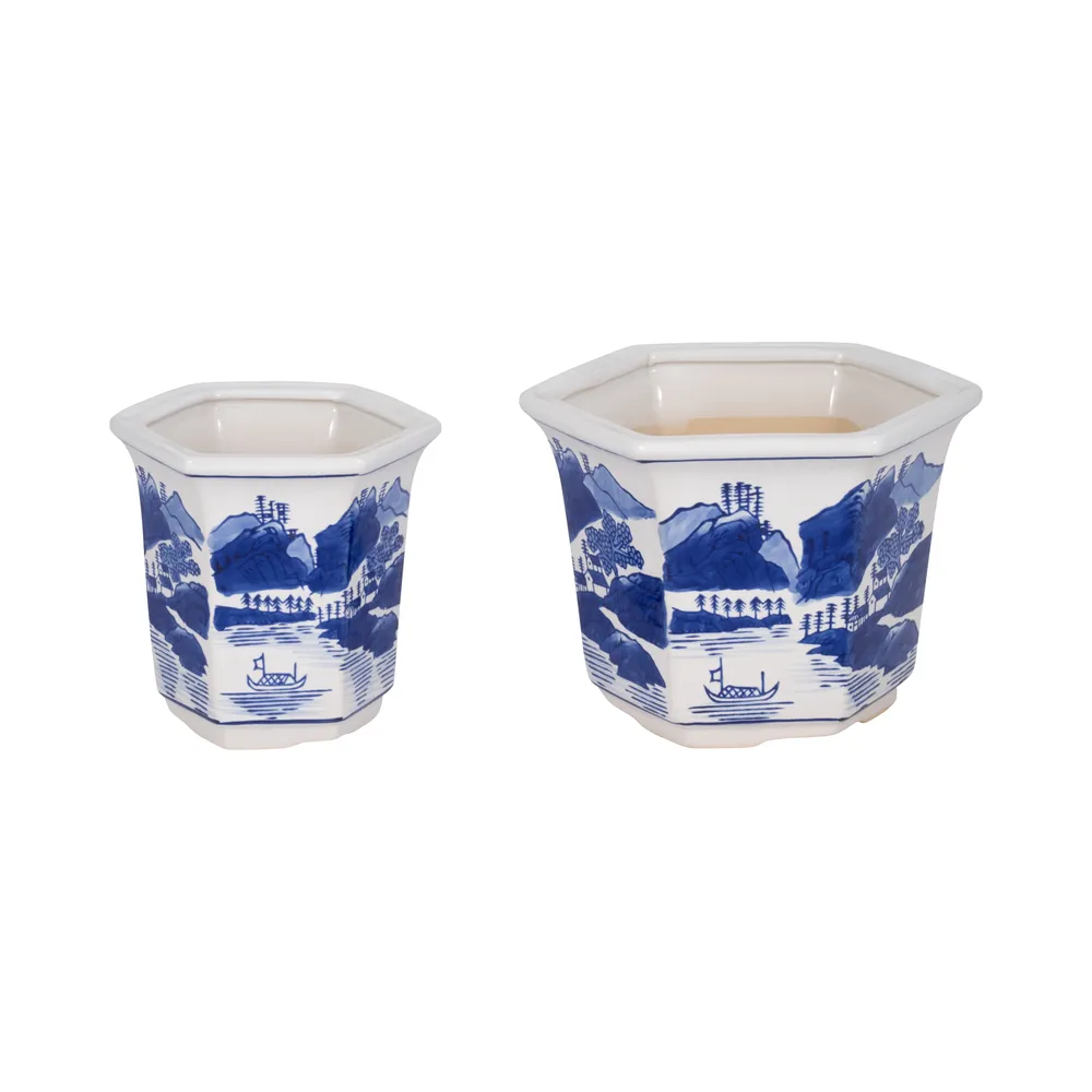 GREERWELL SET OF 2 BLUE PLANTER 6 (IN)