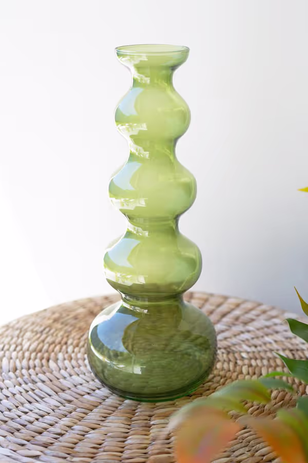 Small Glass Bubble Vase / Green