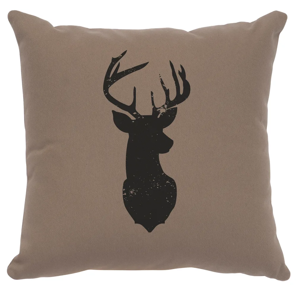 Image Pillow - Deer Silhouette - Cotton Taupe