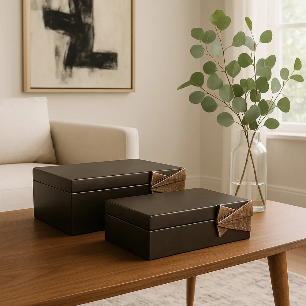ANSELLEY SET OF 2 GRAY BOXES 4 (IN)