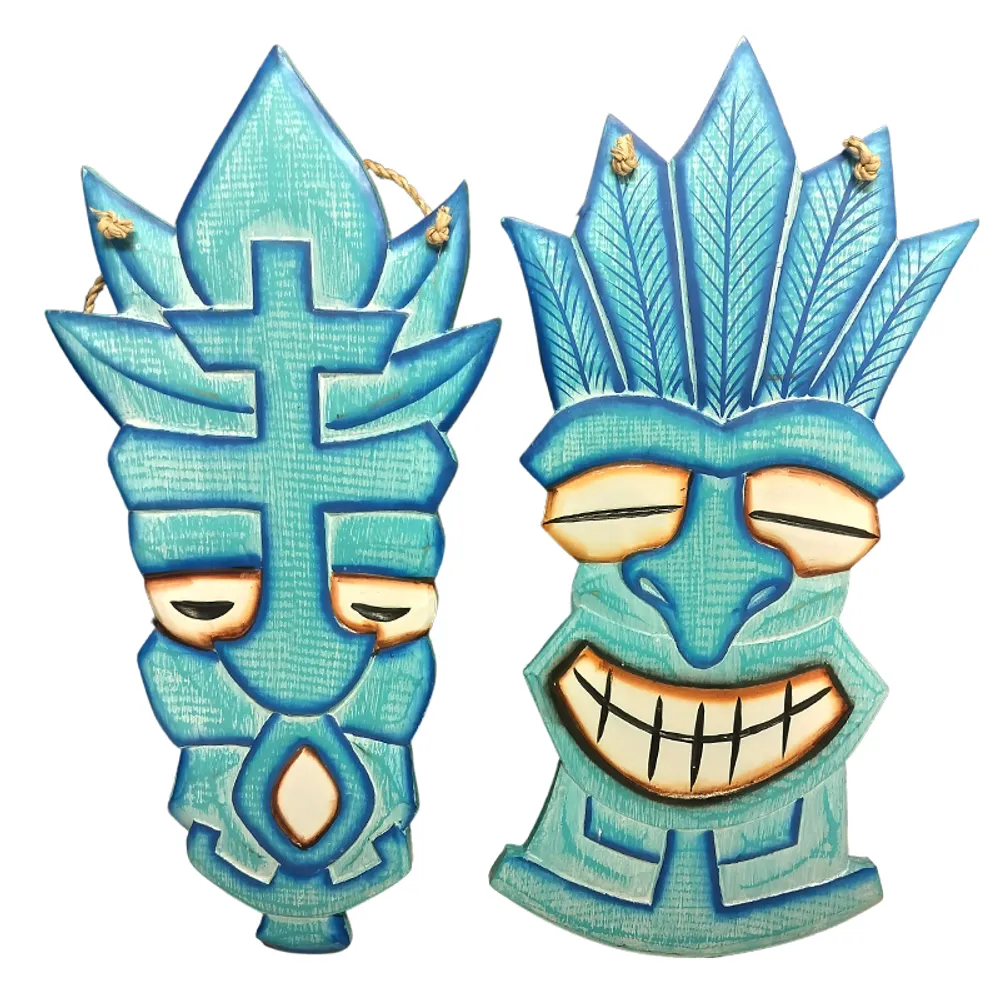16" BLUE TIKI MASK 2-ASST