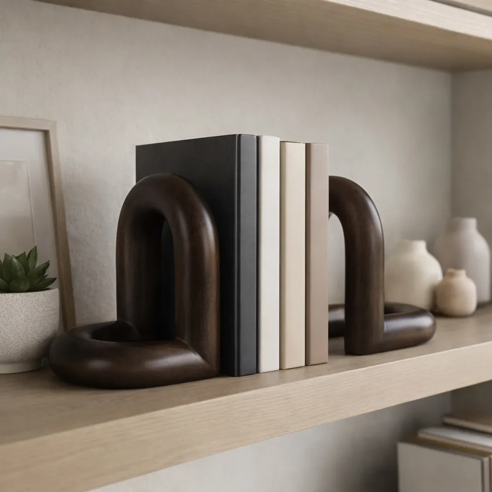 TRUEPORT SET OF 2 BROWN BOOKENDS 8 (IN)