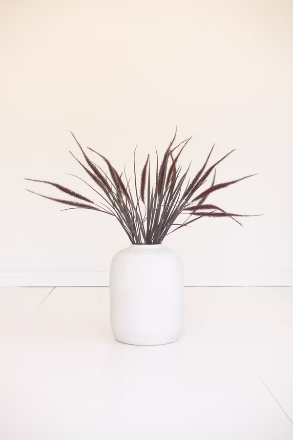 Artificial Reed Spray with Burgundy Plumes