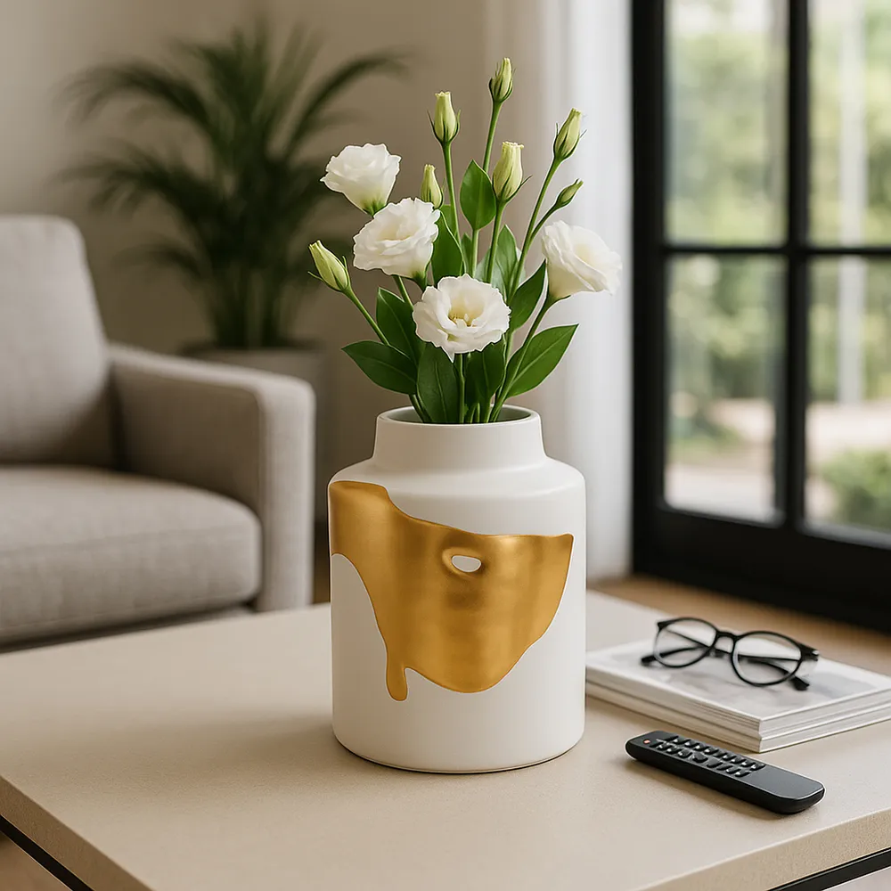 JUNEROSE WHITE VASE 10 (IN)