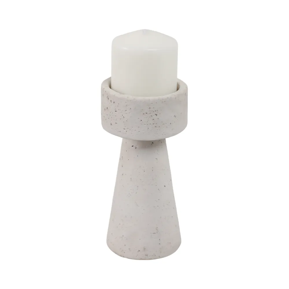 CARLIN WHITE CANDLE HOLDER 8 (IN)