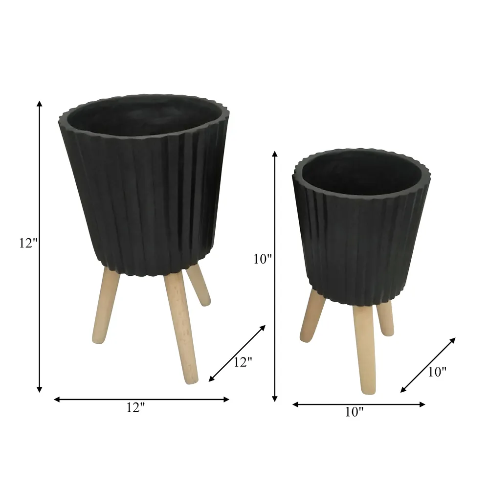 GLASTONCREST SET OF 2 BLACK PLANTER 21 (IN)