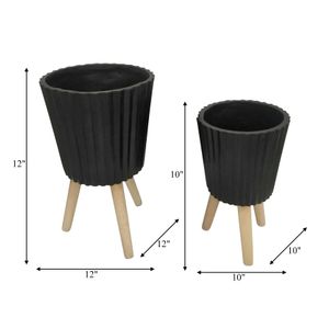 GLASTONCREST SET OF 2 BLACK PLANTER 21 (IN) 9