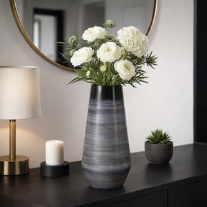 RIDERROSE GRAY GLASS VASE 15 (IN) 12