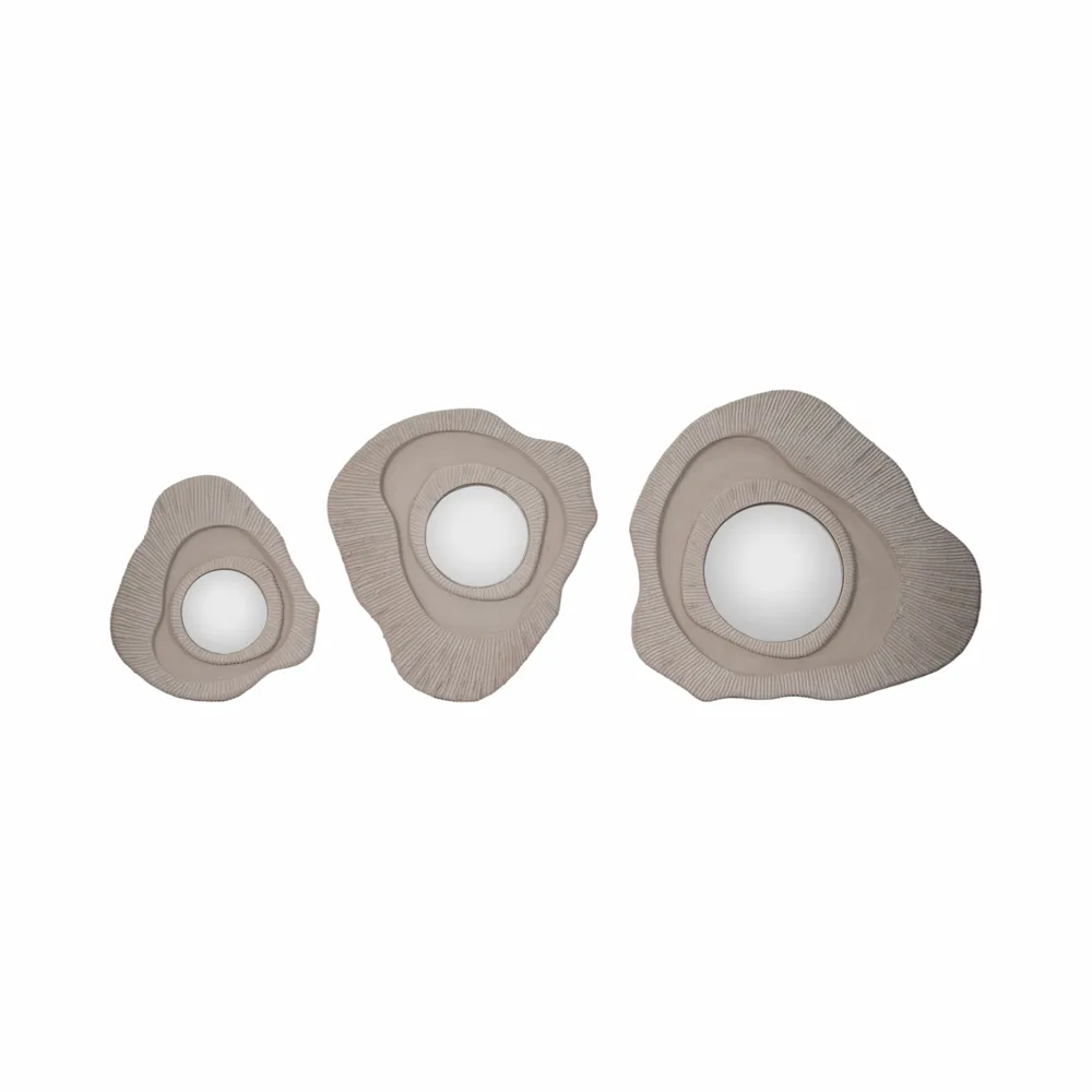 BROGANWICK SET OF 3 IVORY MIRRORS 25 (IN)