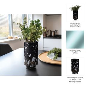 BAKERWOOD BLACK GLASS VASE 13 (IN) 10