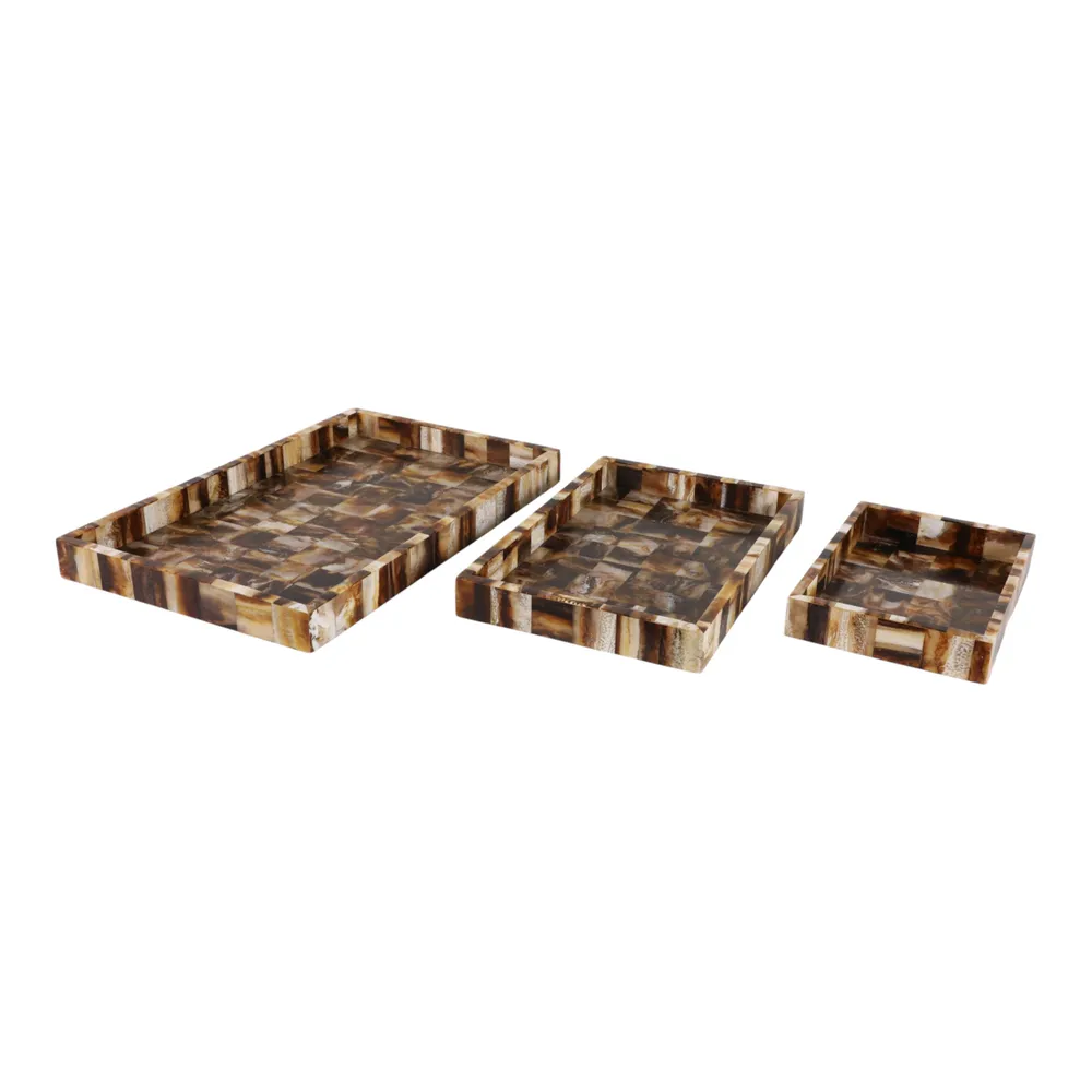 DUNLAPBROOK SET OF 3 BROWN TRAY 2 (IN)