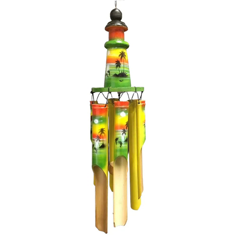 TROPICAL AIRBRUSHED LIGHTHOUSE BAMBOO WI