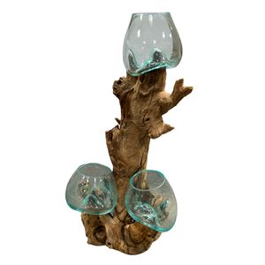 TRIPLE GLASS BOWL ON DRIFTWOOD 1