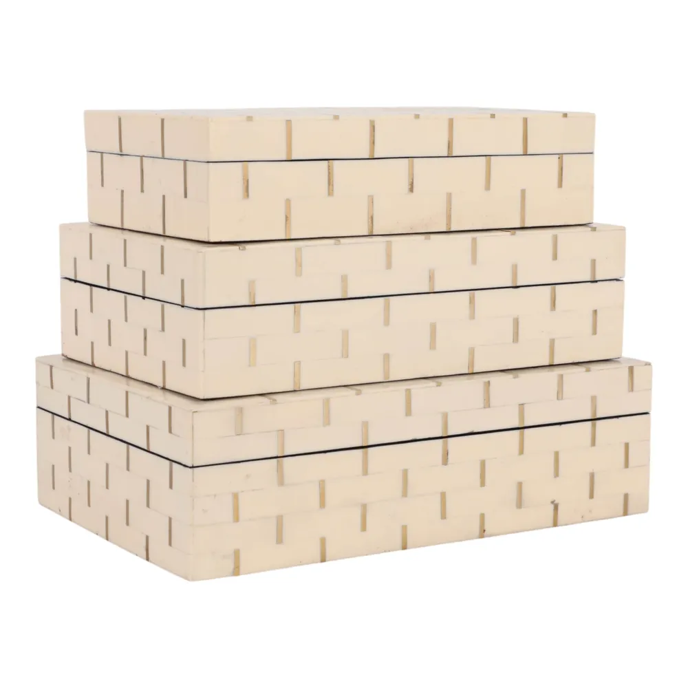 SPENCERVIEW SET OF 3 IVORY BOXES 4 (IN)