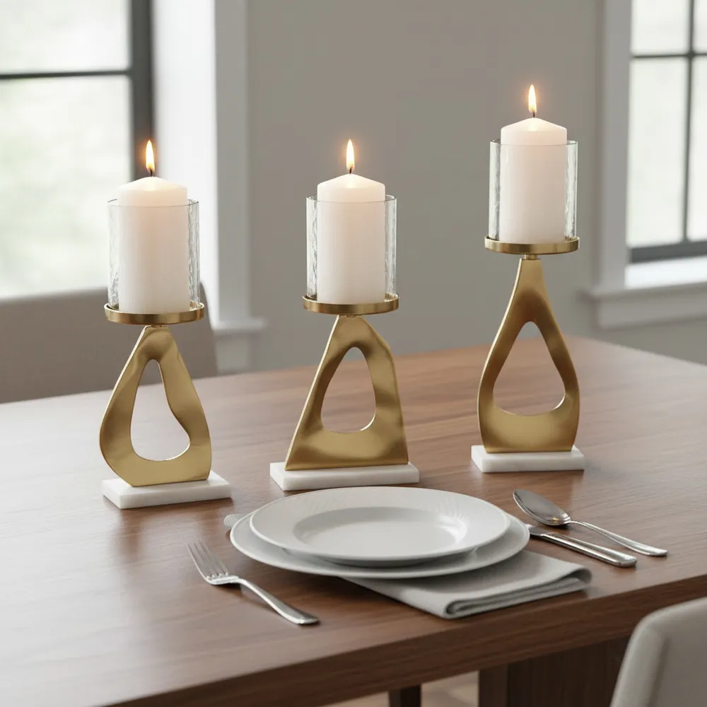 PALMERLAKE SET OF 3 GOLD CANDLE HOLDER 16 (IN)