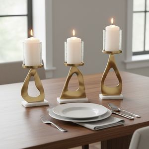 PALMERLAKE SET OF 3 GOLD CANDLE HOLDER 16 (IN) 12