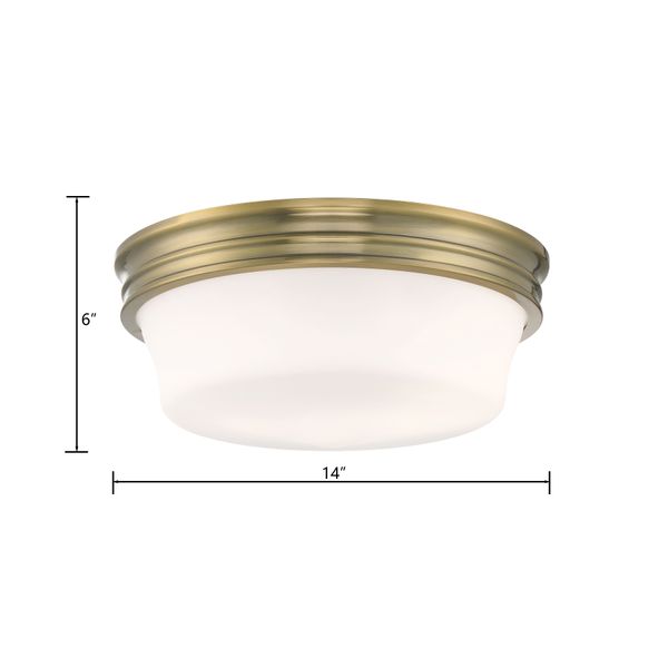 Galen 14'' Wide 3-Light Flush Mount - Antique Brass