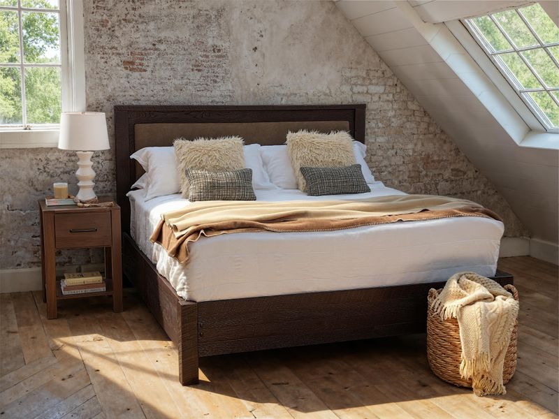 re.curated Upholstered Panel Bed - King - Customer Fabric 1