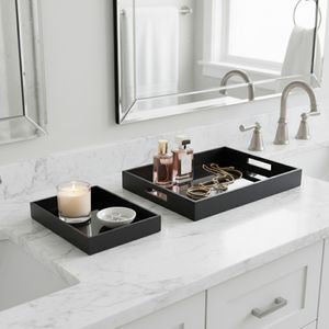 BAYBURN SET OF 2 BLACK WOOD/GLASS 2 (IN) 12