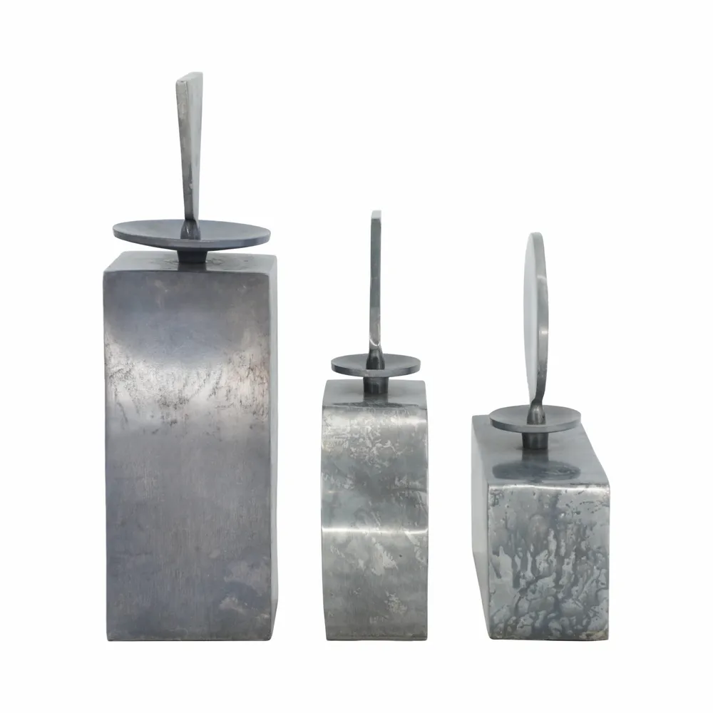 BECKMOOR SET OF 3 SILVER VASES 14 (IN)